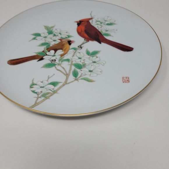 Fukagawa Arita Porcelain Plate Cardinal and Dogwood WF-0201 Made in Japan - Picture 3 of 10